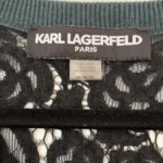 Thumbnail for Cardigan Karl Lagerfeld vert et noir à dentelles taille M