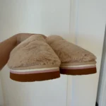 Thumbnail for Roxy mules with pale pink and brown fur, size 40 – 9