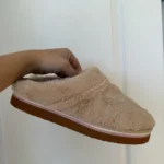 Thumbnail for Roxy mules with pale pink and brown fur, size 40 – 9