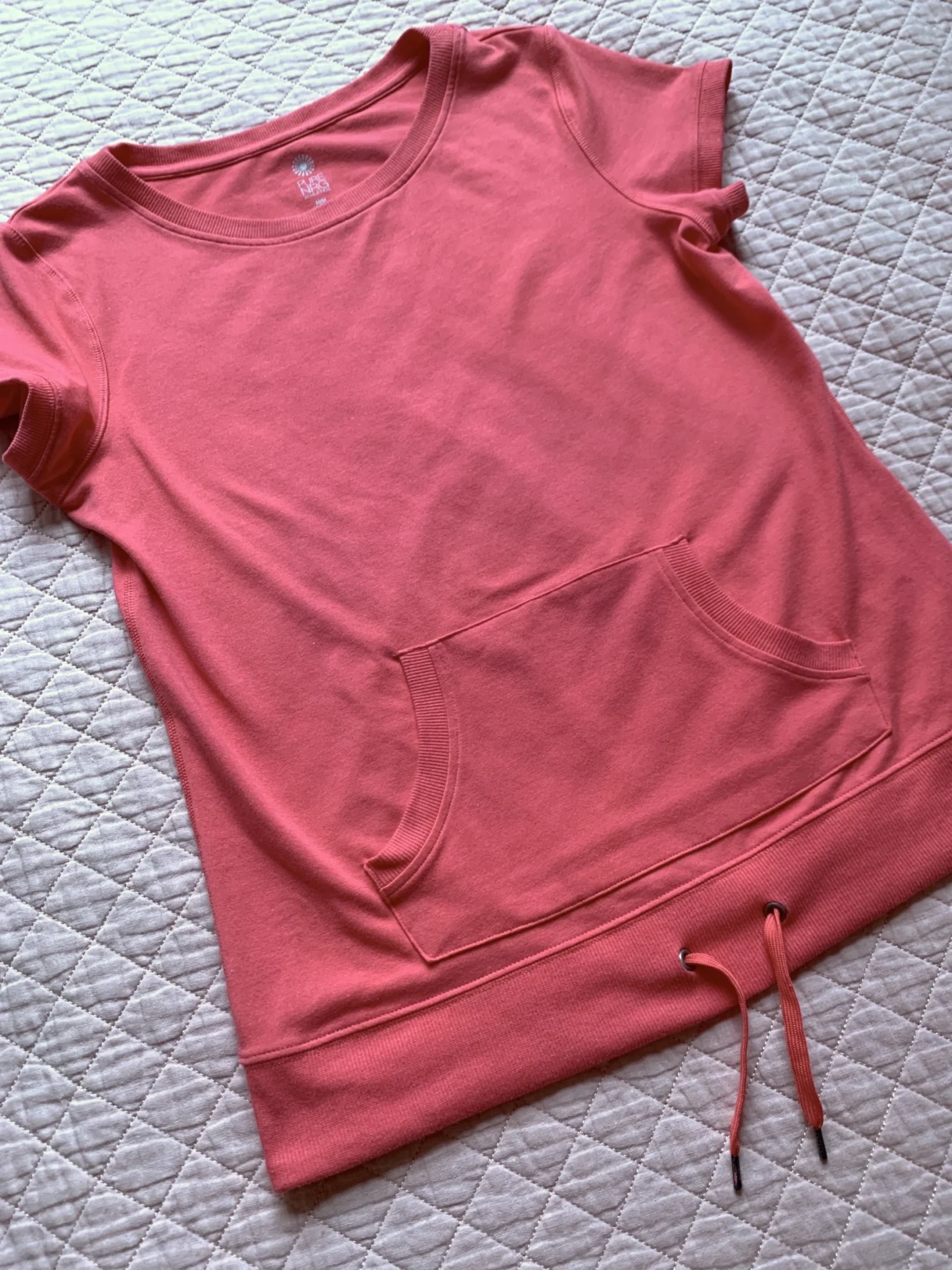 Image for PURE NRG Athletics – Haut corail à manches courtes poche kangourou et cordon – Taille moyenne (10)