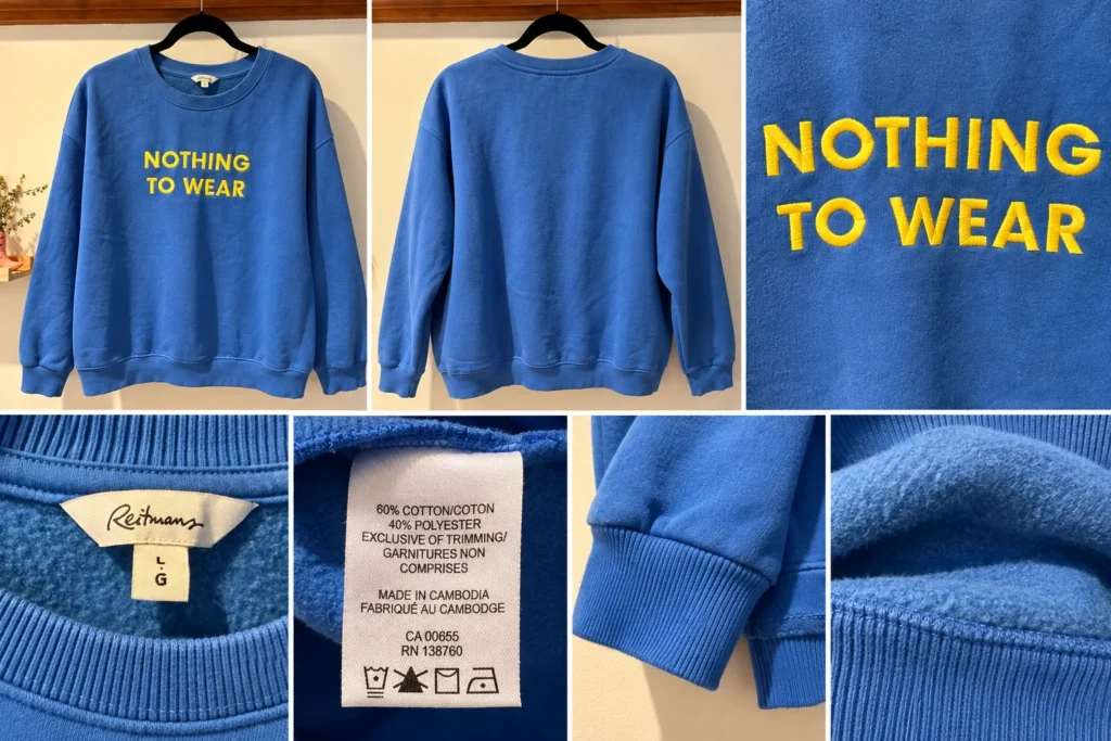 Image for Chandail molletonné bleu à message brodé – Taille L/G