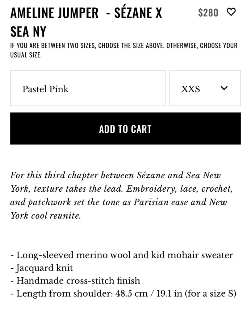 Image for Sézane x SEA NY Amelie Jumper XXS