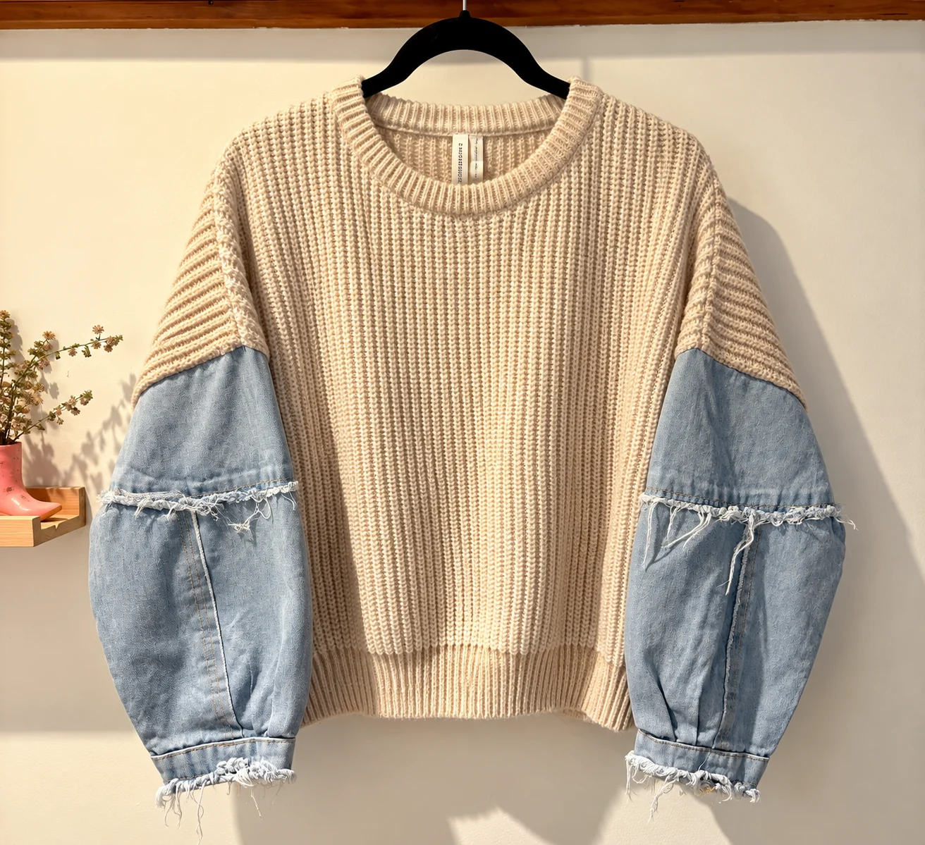 Dreamers jumper with denim sleeves – Size L *Other seconde main