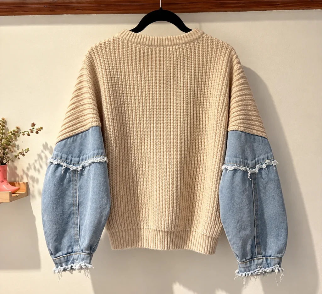 Image for Dreamers jumper with denim sleeves – Size L