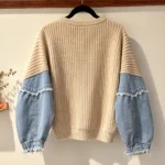 Thumbnail for Dreamers jumper with denim sleeves – Size L