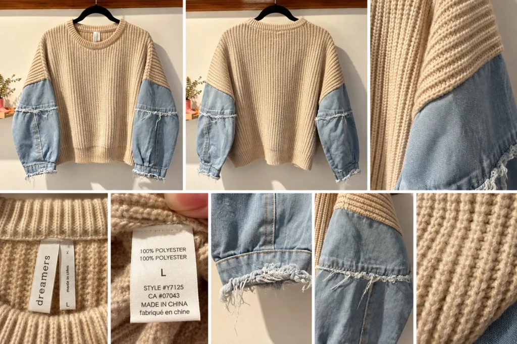 Image for Dreamers jumper with denim sleeves – Size L