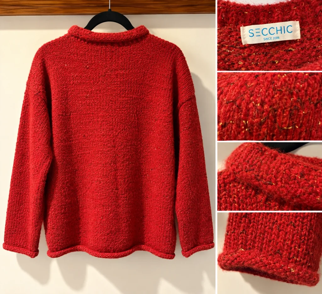 Image for SECCHIC glittery red knitted jumper