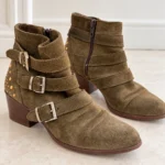 Thumbnail for Khaki suede ankle boots – Made in Italy – size 38