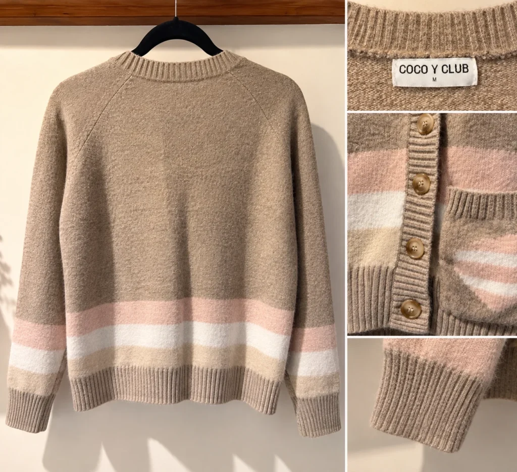 Image for COCO Y CLUB cardigan – Beige, powder pink and cream – Size M