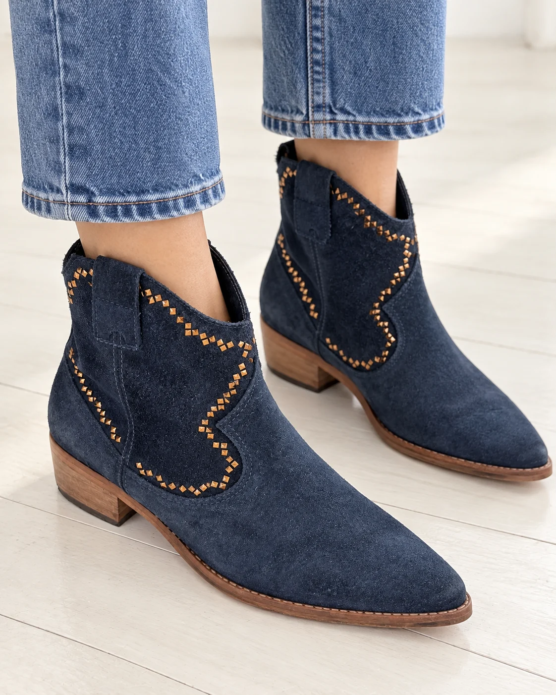 Minelli ankle boots in midnight blue suede – size 37 *Other seconde main