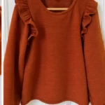 Thumbnail for Compania Fantastica rust-coloured ruffled top / jumper – size M