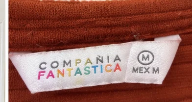 Image for Compania Fantastica rust-coloured ruffled top / jumper – size M