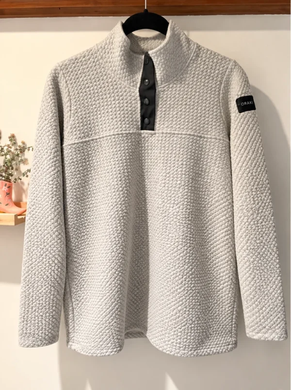 Featured image for ORAKI textured long-sleeved top – Light grey – Size P/S tu