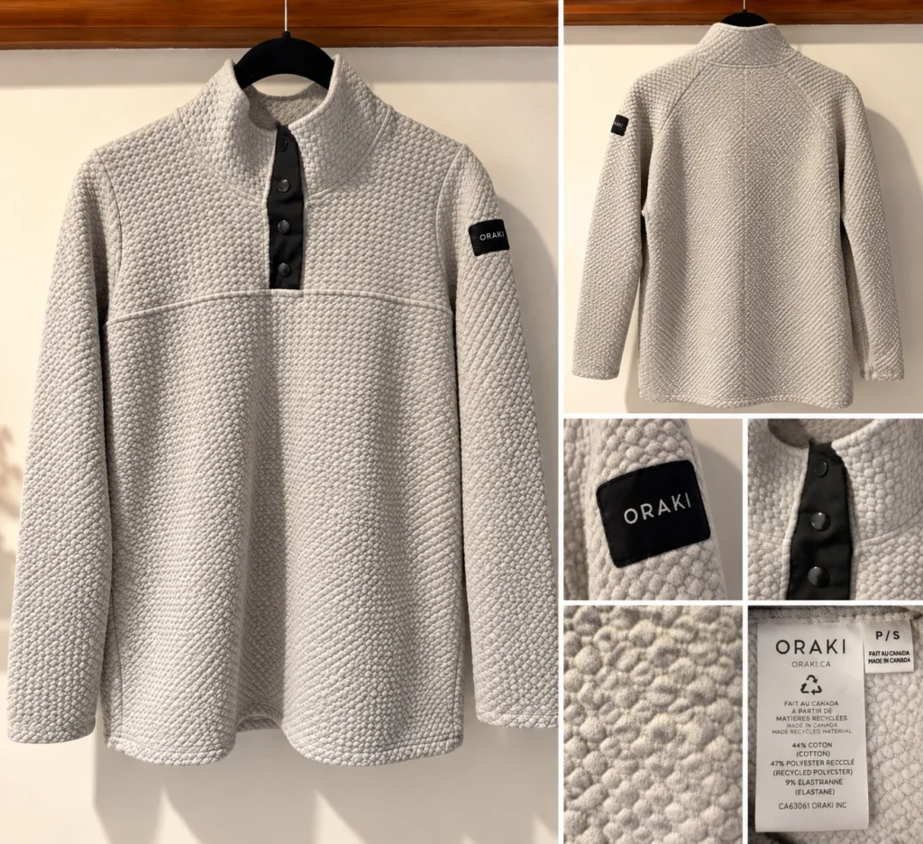 Image for ORAKI textured long-sleeved top – Light grey – Size P/S tu