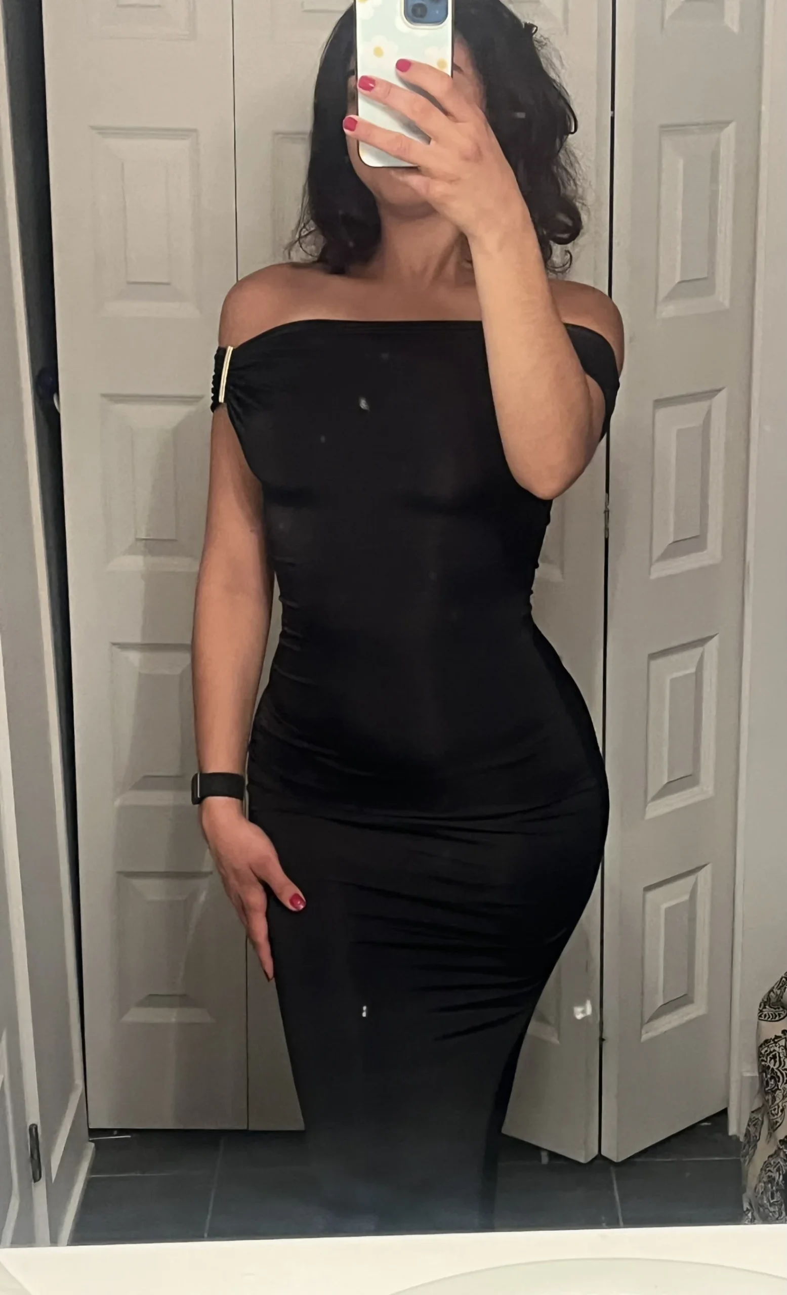 Kinsley Slinky Maxi Dress With Hardware (noire, taille S) *Autre seconde main