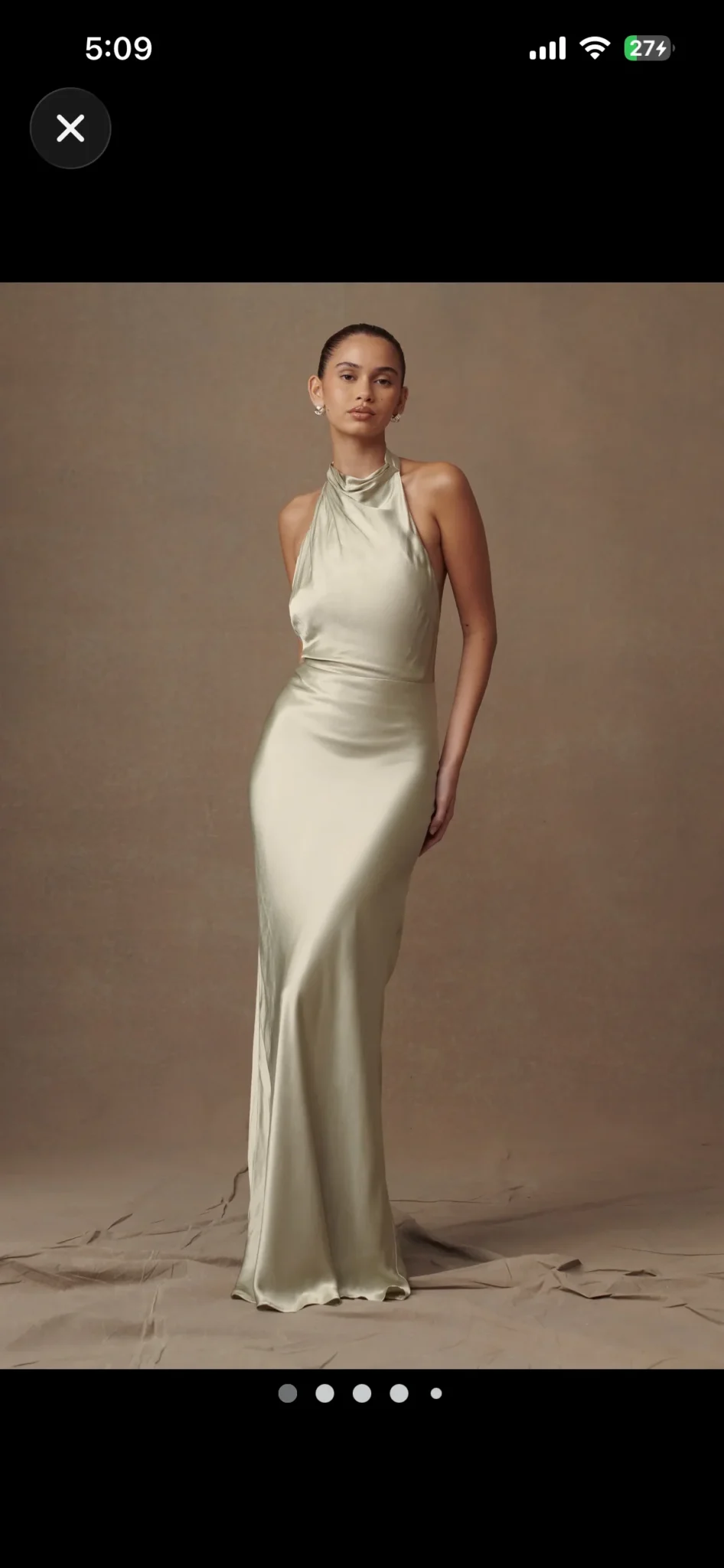 Image for Esther Iridescent Satin Cowl Maxi Dress (sage, taille M)
