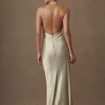 Thumbnail for Esther Iridescent Satin Cowl Maxi Dress (sage, taille M)