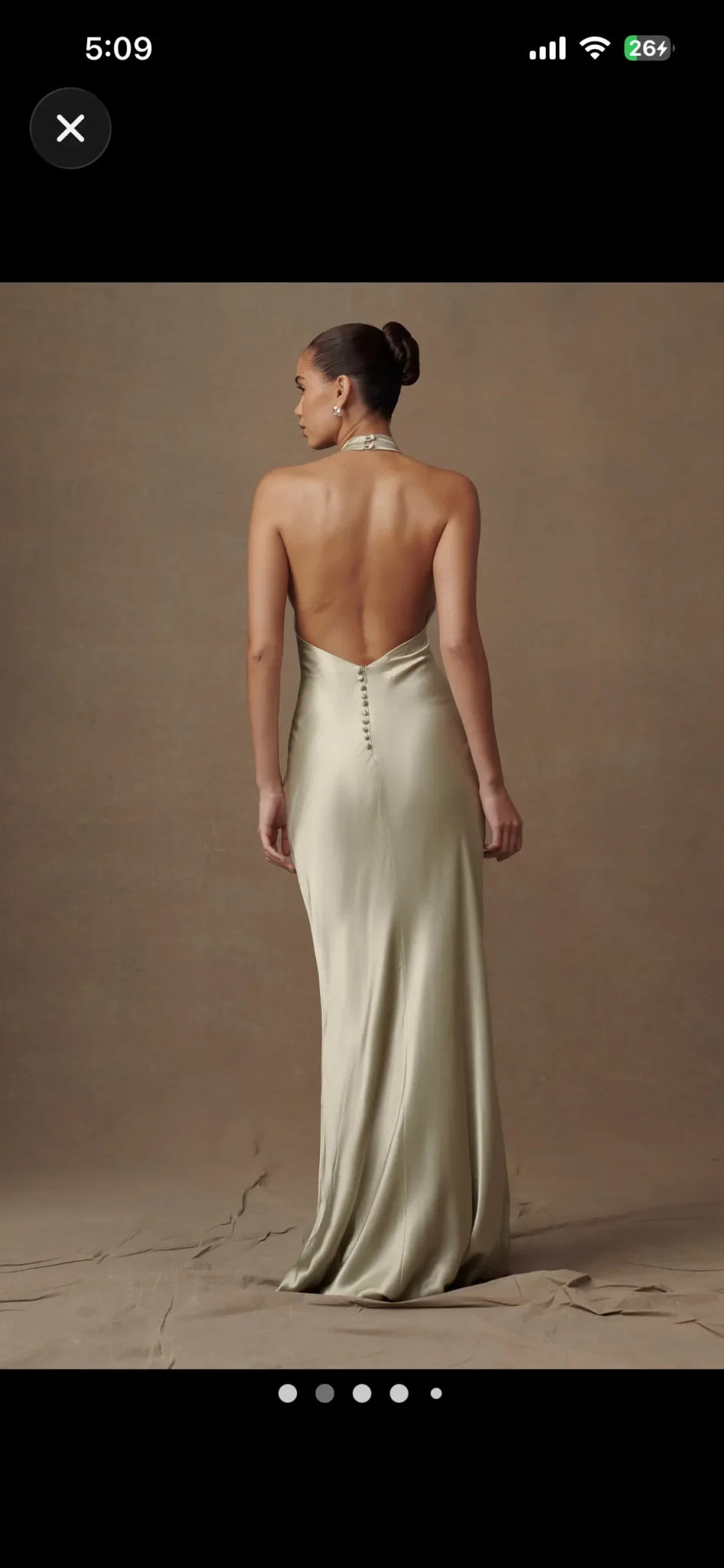 Image for Esther Iridescent Satin Cowl Maxi Dress (sage, taille M)