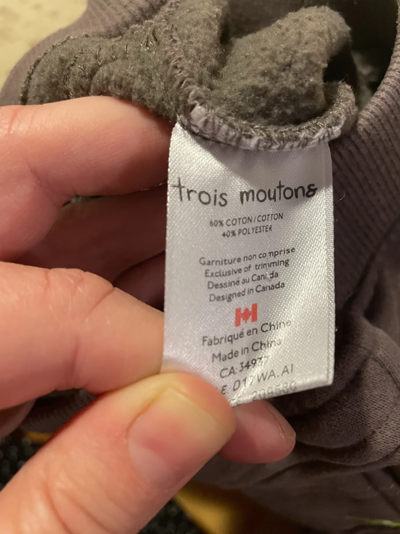 Image for 9-month-old fleece-lined cotton trousers