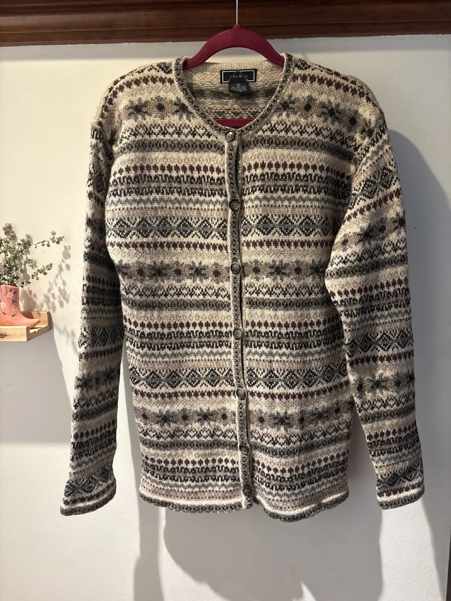 Featured image for Vintage Item and Co cardigan – 100% wool – Fair Isle Nordic pattern