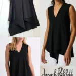 Thumbnail for Joseph Ribkoff Black Asymmetrical Sleeveless Tunic Top, Style 161060