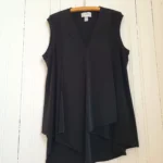 Thumbnail for Joseph Ribkoff Black Asymmetrical Sleeveless Tunic Top, Style 161060