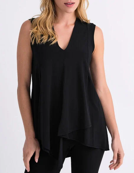 Image for Joseph Ribkoff Black Asymmetrical Sleeveless Tunic Top, Style 161060