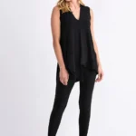 Thumbnail for Joseph Ribkoff Black Asymmetrical Sleeveless Tunic Top, Style 161060