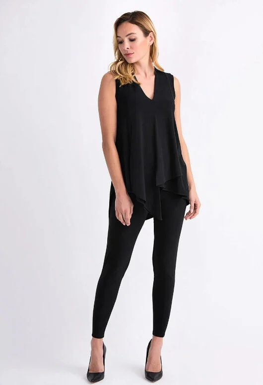 Image for Joseph Ribkoff Black Asymmetrical Sleeveless Tunic Top, Style 161060