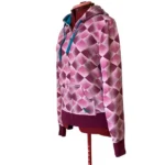 Thumbnail for Roxy Y2K Vintage Argyle Full Zip Hoodie – Pink, Burgundy & Teal – XL Jnr