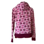 Thumbnail for Roxy Y2K Vintage Argyle Full Zip Hoodie – Pink, Burgundy & Teal – XL Jnr