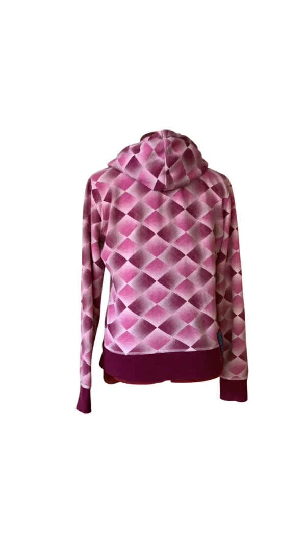 Image for Roxy Y2K Vintage Argyle Full Zip Hoodie – Pink, Burgundy & Teal – XL Jnr
