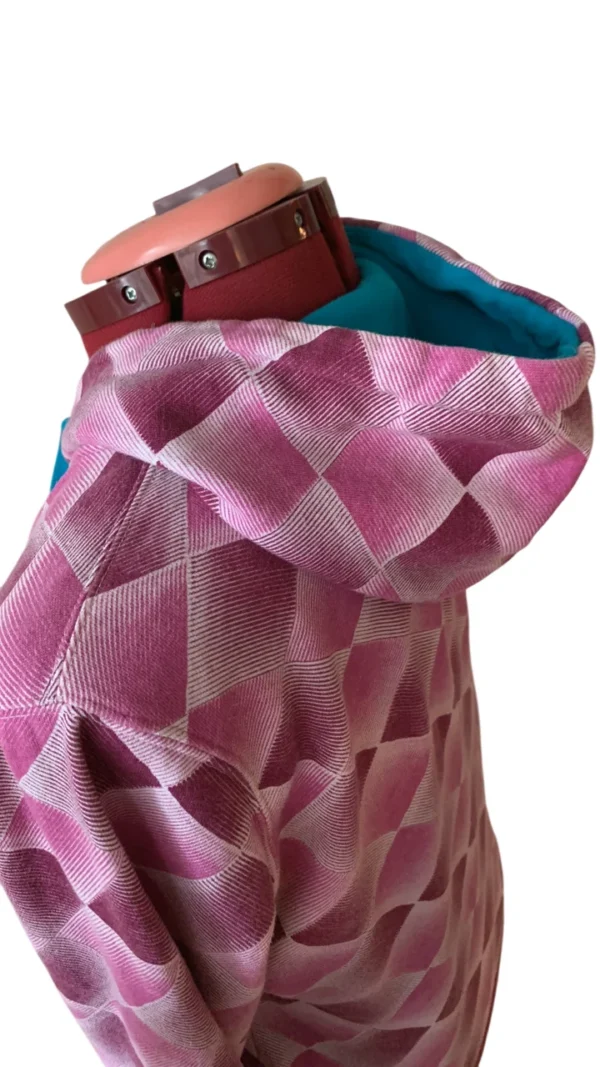 Image for Roxy Y2K Vintage Argyle Full Zip Hoodie – Pink, Burgundy & Teal – XL Jnr