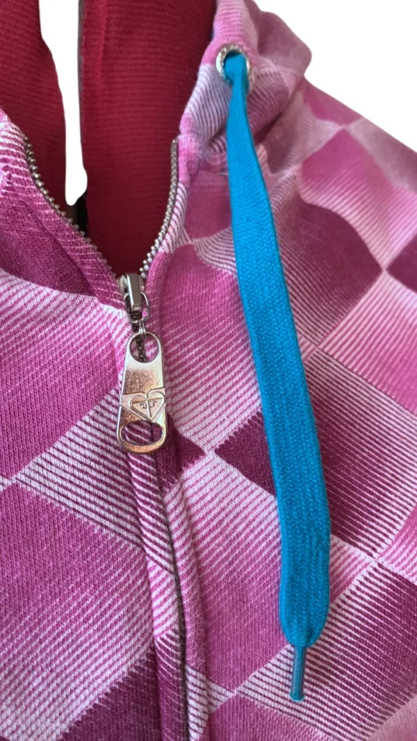 Image for Roxy Y2K Vintage Argyle Full Zip Hoodie – Pink, Burgundy & Teal – XL Jnr