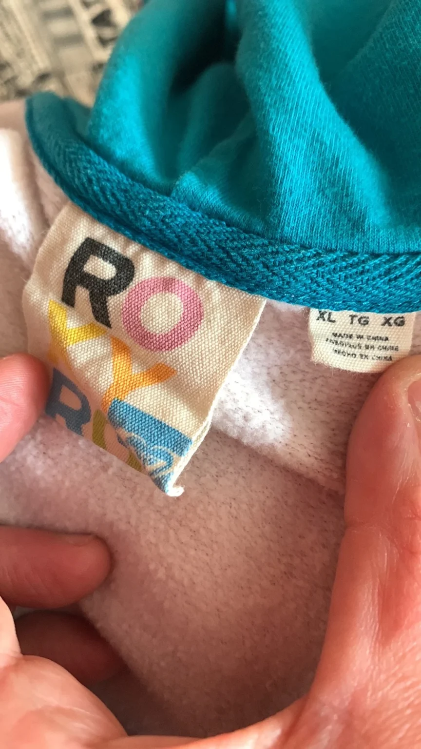 Image for Roxy Y2K Vintage Argyle Full Zip Hoodie – Pink, Burgundy & Teal – XL Jnr