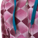 Thumbnail for Roxy Y2K Vintage Argyle Full Zip Hoodie – Pink, Burgundy & Teal – XL Jnr
