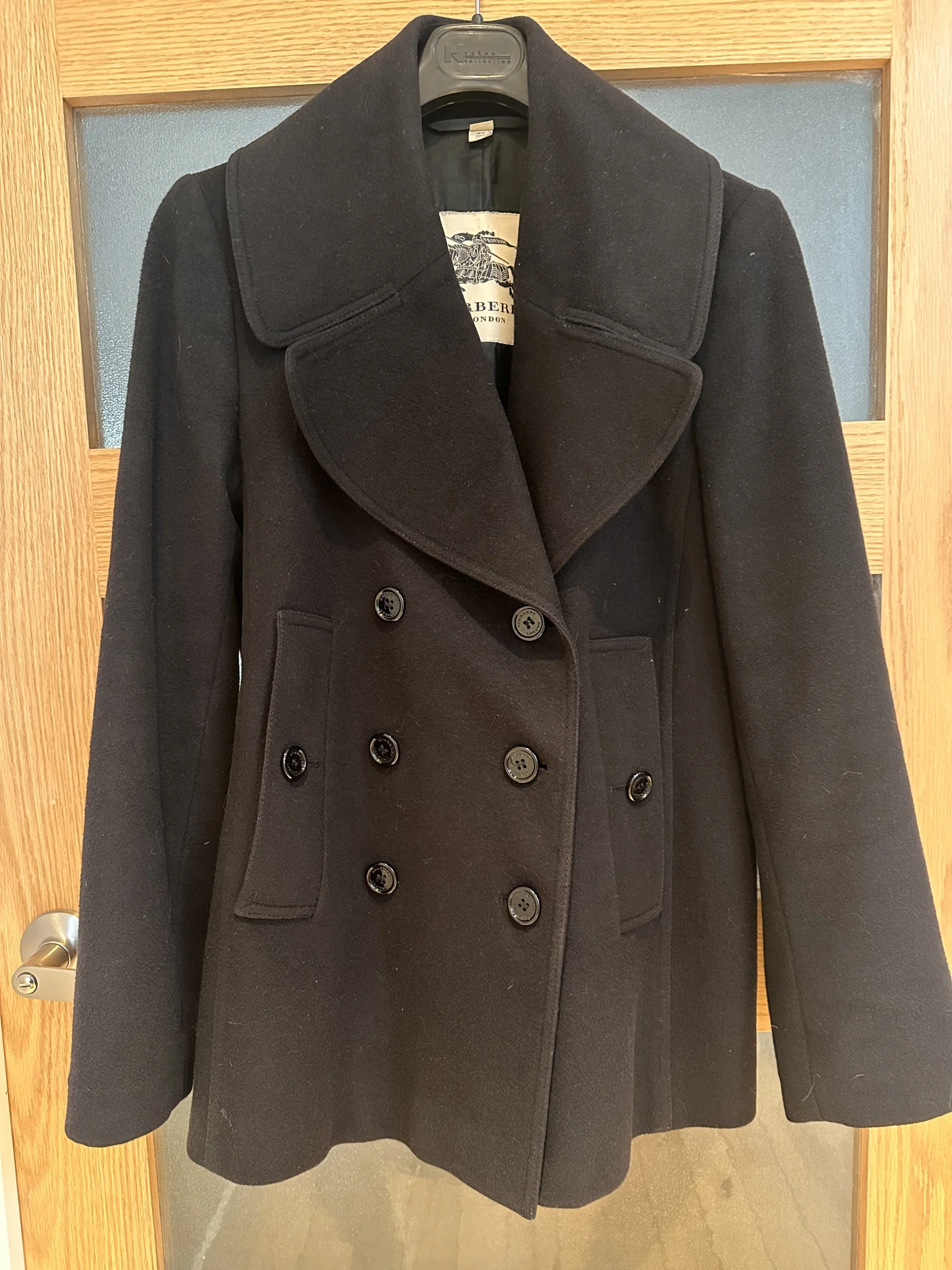 Genuine Burberry London pea coat, virgin wool and cashmere, navy blue – US size 8 Burberry seconde main