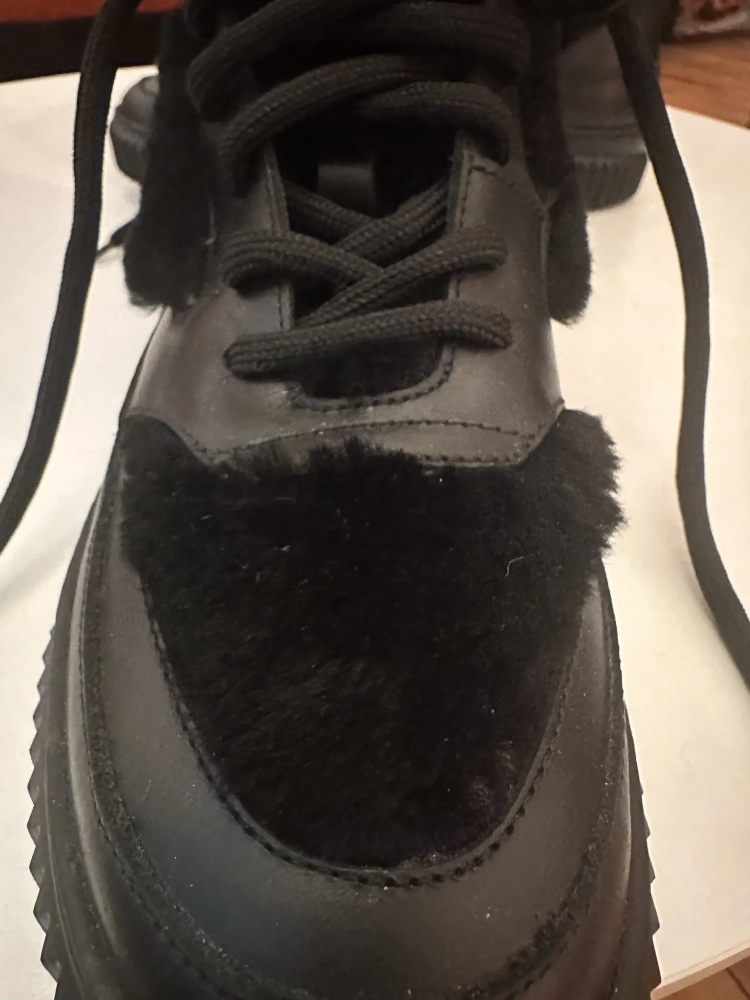 Image for Voile Blanche leather and sheepskin ankle boots, black, platform – size 39 – never worn