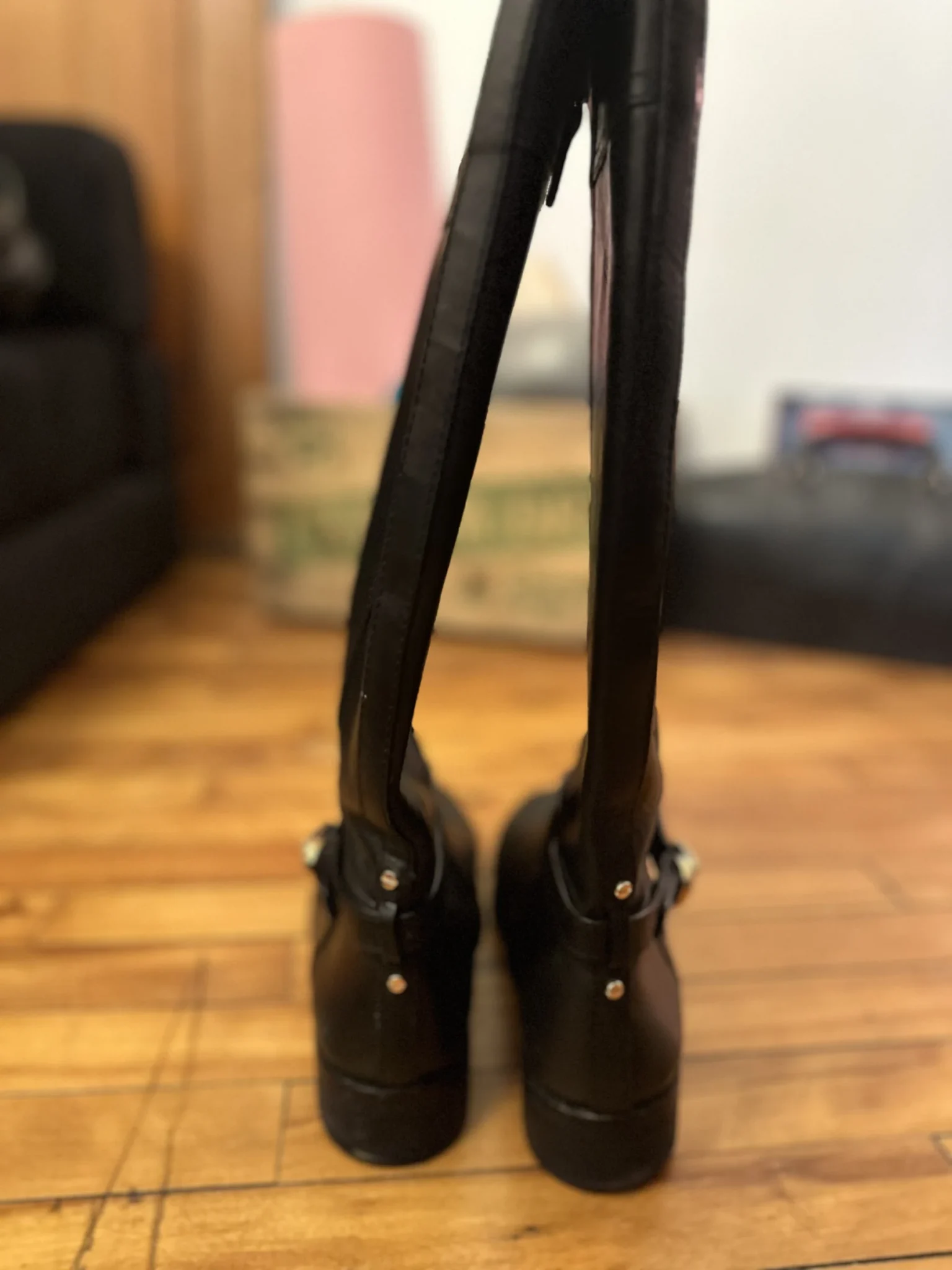 Image for Tory Burch – Marlene riding boots in black leather – gold buckle – US size 8