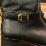 Thumbnail for Tory Burch – Marlene riding boots in black leather – gold buckle – US size 8