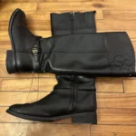Thumbnail for Tory Burch – Marlene riding boots in black leather – gold buckle – US size 8