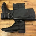 Thumbnail for Tory Burch – Marlene riding boots in black leather – gold buckle – US size 8