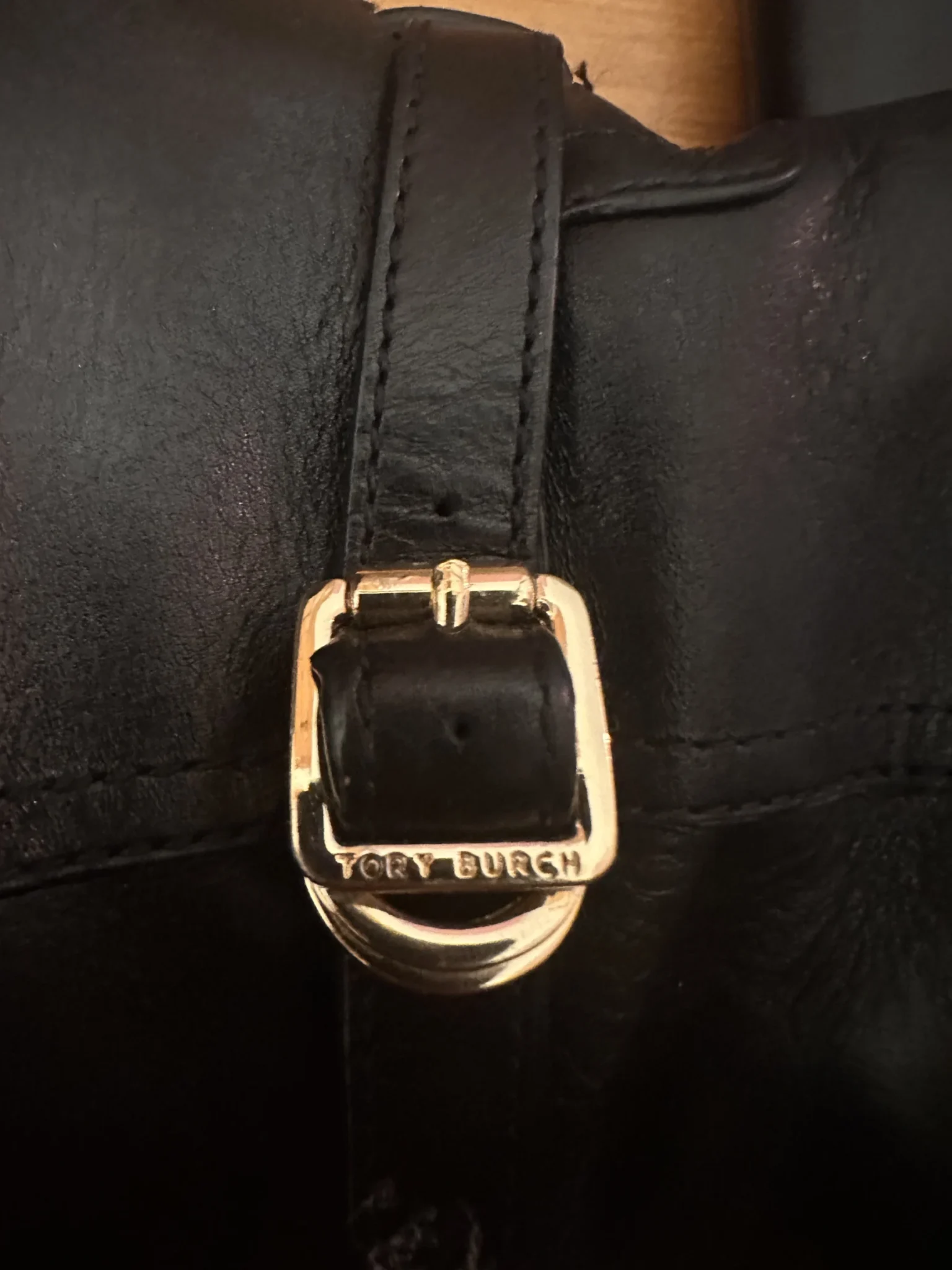 Image for Tory Burch – Marlene riding boots in black leather – gold buckle – US size 8