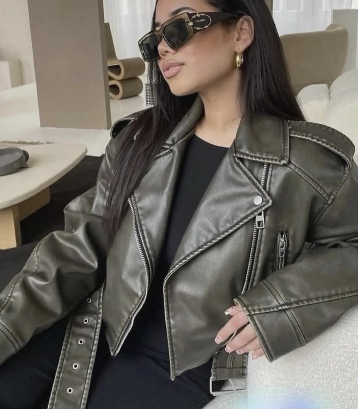 Zara Viral Jacket, khaki, women’s, size small Zara seconde main