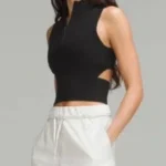 Featured thumbnail for Lululemon Black Top‎ Open Back Half-Zip Ribbed Stretch