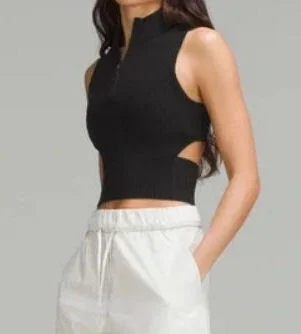 Lululemon Black Top‎ Open Back Half-Zip Ribbed Stretch Lululemon seconde main