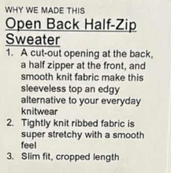 Image for Lululemon Black Top‎ Open Back Half-Zip Ribbed Stretch