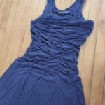 Featured thumbnail for Navy blue sleeveless gathered dress in Tencel/Lyocell, Simons