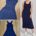 Thumbnail for Navy blue sleeveless gathered dress in Tencel/Lyocell, Simons