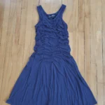 Thumbnail for Navy blue sleeveless gathered dress in Tencel/Lyocell, Simons